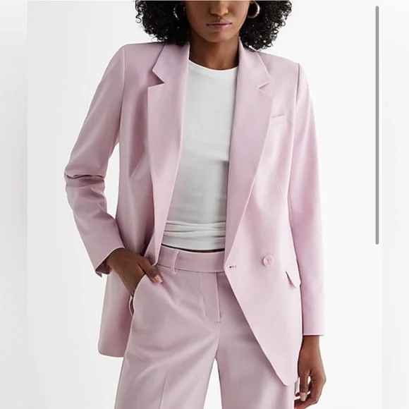 Express XS soft pink double breast blazer - Picture 5 of 8